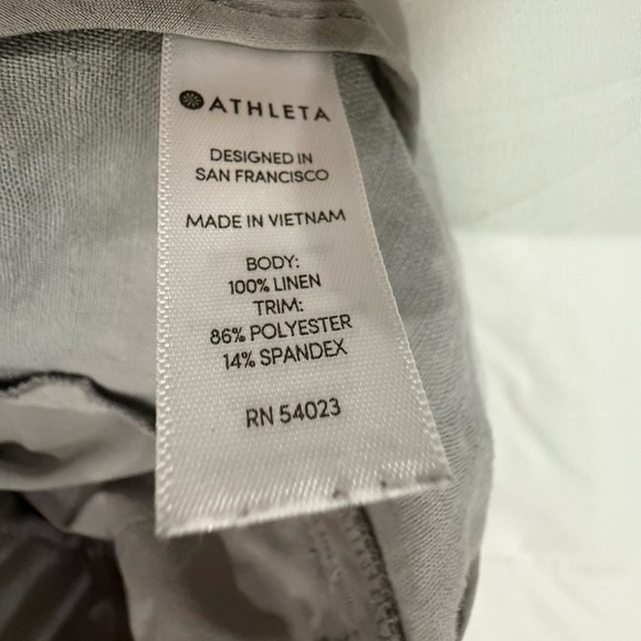 **Athleta Bali Linen Shorties Gray Drawstring Shorts Size 12** - Picture 4 of 5